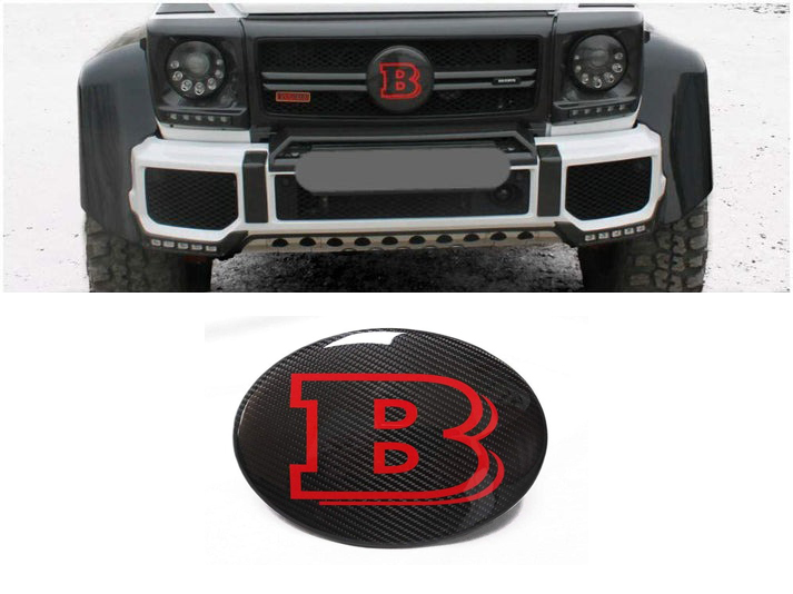Carbon Fiber Front Grill Red Badge Grille Emblem Logo Brabus for Mercedes-Benz G-Wagon G-Class W463