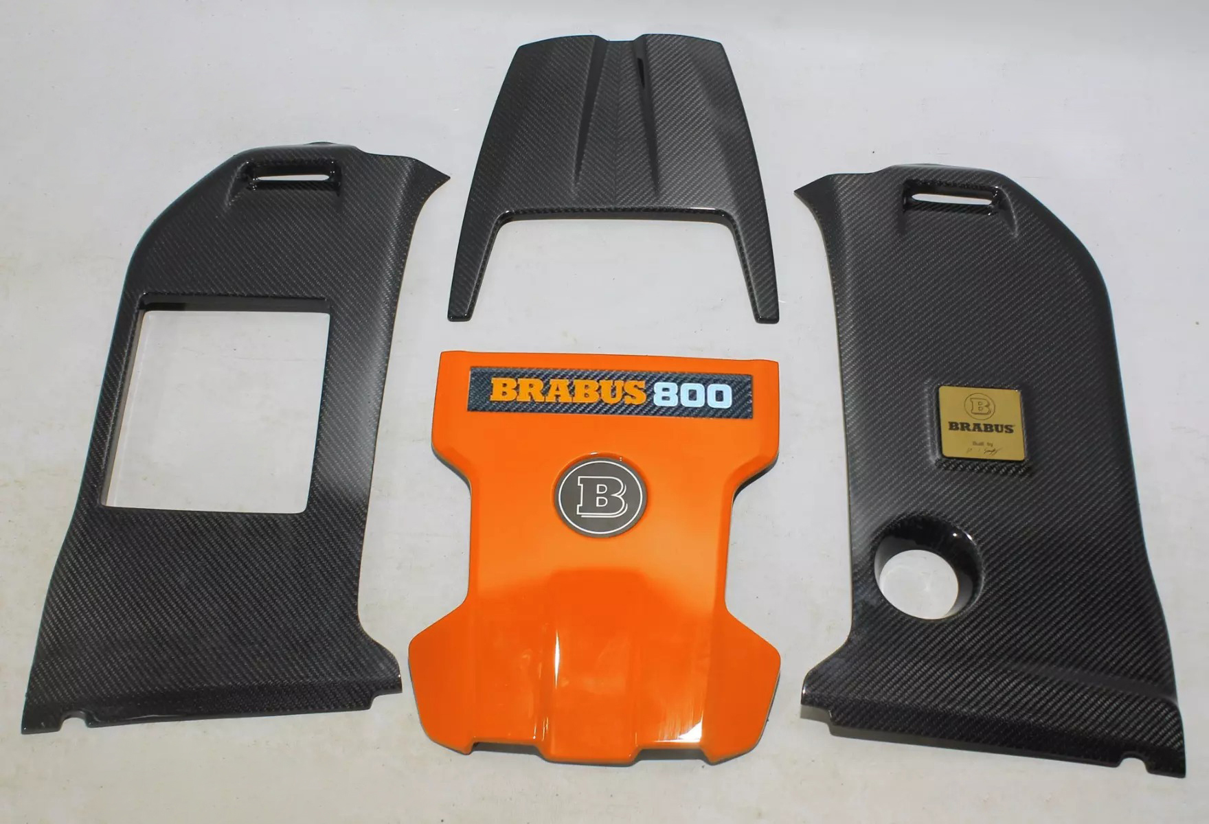 Brabus 800 Carbon Fiber Engine Cover Set Orange for Mercedes-Benz G-Class W463A G63 AMG