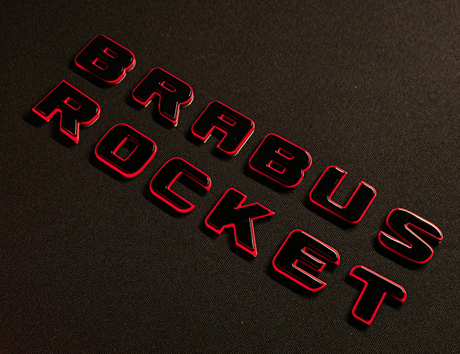 Brabus Rocket Rear Emblems Black with Red Badges for Mercedes-Benz Cars