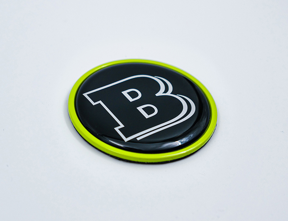 Hood Scoop Metal Badge Lime Green with Black Center and Gray Logo Brabus Emblem 55mm for Mercedes-Benz G-Class W463 W463A