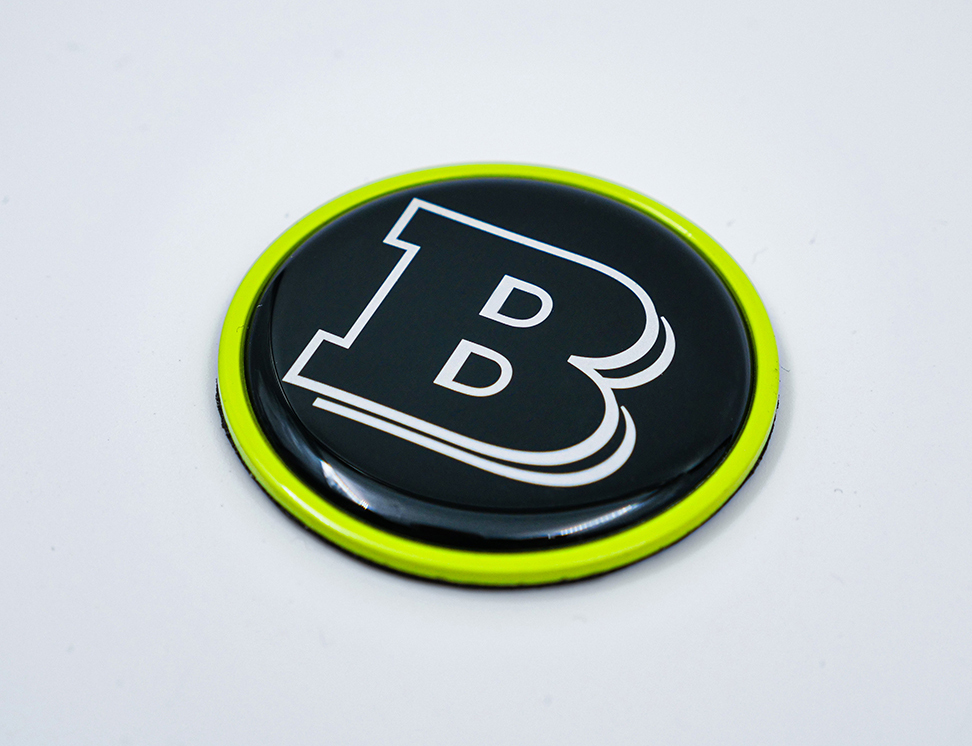 Hood Scoop Metal Badge Lime Green with Black Center and Gray Logo Brabus Emblem 55mm for Mercedes-Benz G-Class W463 W463A