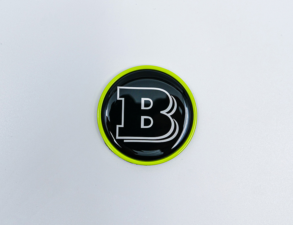 Hood Scoop Metal Badge Lime Green with Black Center and Gray Logo Brabus Emblem 55mm for Mercedes-Benz G-Class W463 W463A