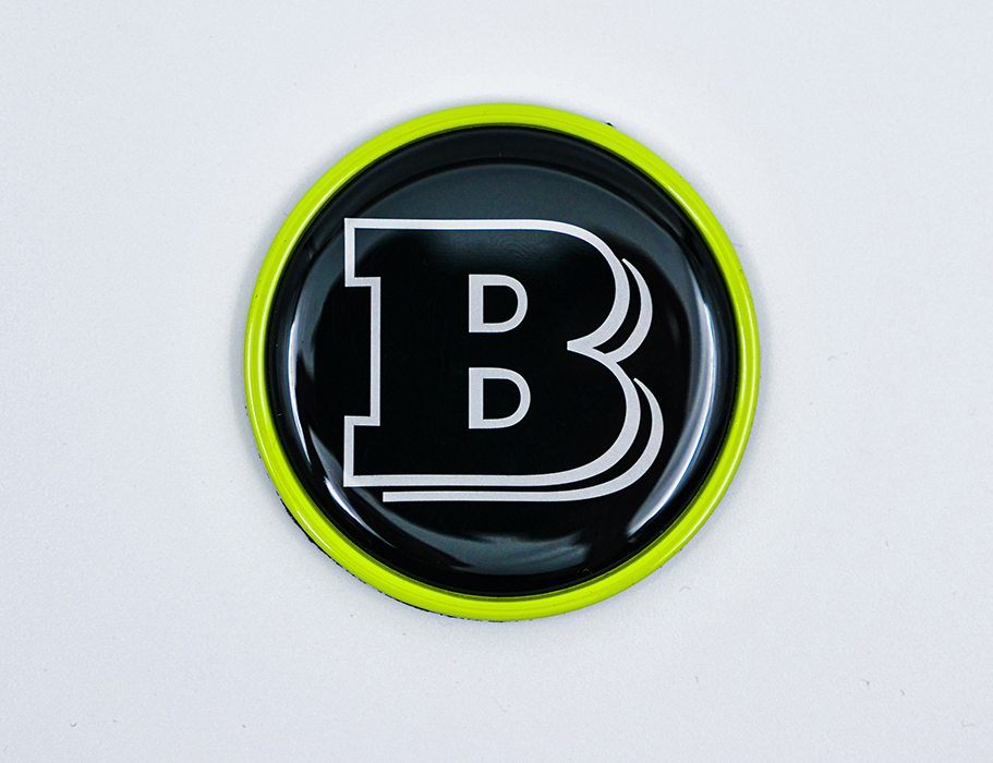 Hood Scoop Metal Badge Lime Green with Black Center and Gray Logo Brabus Emblem 55mm for Mercedes-Benz G-Class W463 W463A