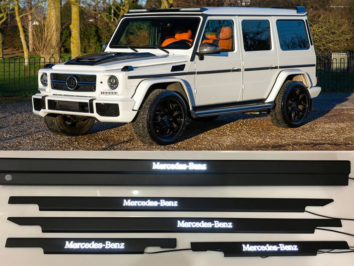Mercedes-Benz W463 G-Class Matte Black Stainless Steel LED Door Sills Set 5 pcs
