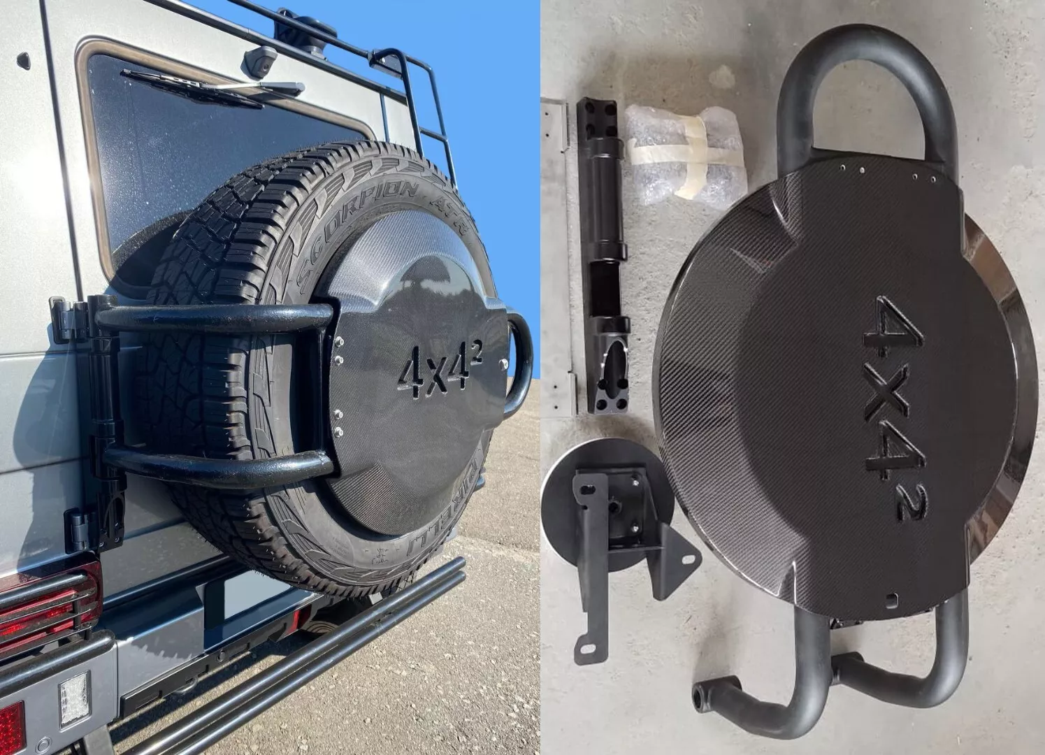 G Wagon 4x4 Carbon Spare Tire Cover with Mount made for W463 G-Class till 2018